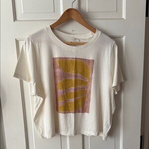Madewell Cream Crop Graphic Tee Short Sleeve